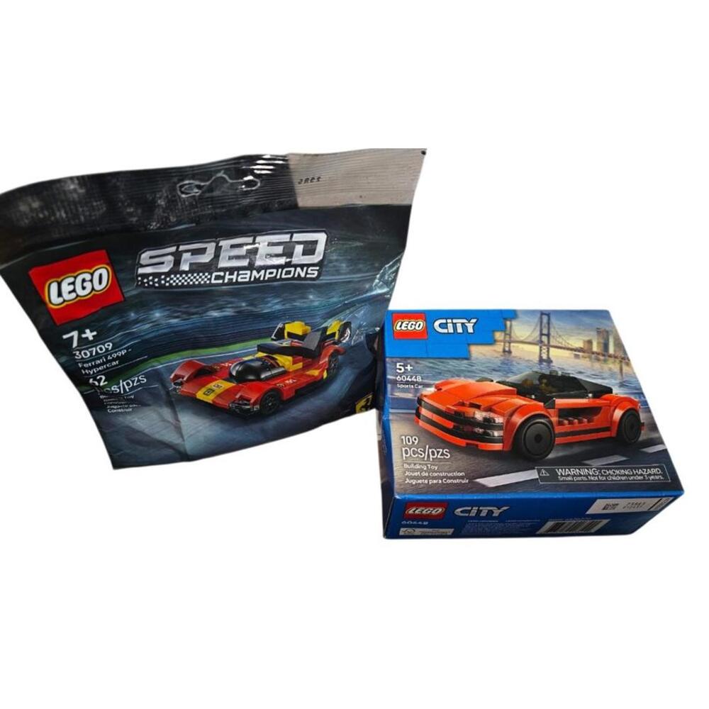 LEGO Speed Champions Ferrari 499P Hypercar 30709 & Lego City Sports Car 60448